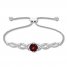 Garnet Bolo Bracelet Lab-Created Sapphires Sterling Silver