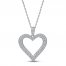 Diamond Heart Necklace 1/2 ct tw Round-cut 10K White Gold 18"