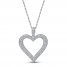 Diamond Heart Necklace 1/2 ct tw Round-cut 10K White Gold 18"