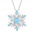 Blue Topaz & Diamond Snowflake Necklace Sterling Silver