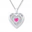 Heart Necklace Lab-Created Pink Sapphire Sterling Silver