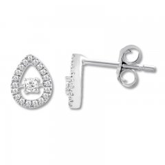 Previously Owned Petite Diamond Earrings 1/8 ct tw Round-cut 10K White Gold