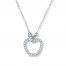 Diamond Apple Necklace 1/8 ct tw Round-cut 10K White Gold