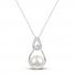 Cultured Pearl & White Topaz Raindrop Necklace Sterling Silver 18"