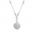 Filigree Necklace 1/10 ct tw Diamonds Sterling Silver