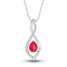 Lab-Created Ruby & White Lab-Created Sapphire Necklace Sterling Silver & 10K Yellow Gold 18"