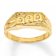 Men's Dad Ring Diamond Accents 14K Yellow Gold