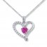 Heart Necklace Lab-Created Sapphires Sterling Silver