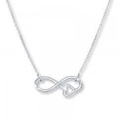 Infinity Symbol & Heart Sterling Silver Necklace