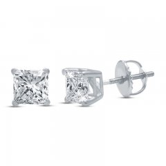 Diamond Earrings 1-1/2 ct tw Princess-cut 14K White Gold