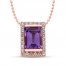 Amethyst & White Topaz Necklace 10K Rose Gold 15"-18" Adj.