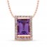 Amethyst & White Topaz Necklace 10K Rose Gold 15"-18" Adj.