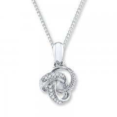 Diamond Knot Necklace 1/20 ct tw Round-cut Sterling Silver