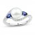 Freshwater Cultured Pearl & Blue/White Lab-Created Sapphire Ring Sterling Silver