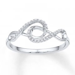 Double Infinity Ring 1/10 ct tw Diamonds 10K White Gold