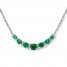 Lab-Created Emerald 1/8 ct tw Diamonds Sterling Silver Necklace