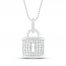 Diamond Lock Necklace 1/6 ct tw Round-cut Sterling Silver 18"