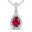 Lab-Created Ruby & White Lab-Created Sapphire Necklace Sterling Silver 18"