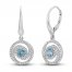 Swiss Blue Topaz & White Lab-Created Sapphire Swirl Dangle Earrings Sterling Silver