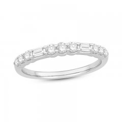 Diamond Anniversary Ring 3/8 ct tw Round/Baguette-Cut 14K White Gold