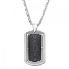 Dog Tag Necklace Black Ion-Plated Stainless Steel 24"