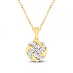 Diamond Knot Necklace 1/5 ct tw Round-cut 10K Yellow Gold 18"