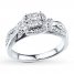 Diamond Engagement Ring 1/2 ct tw Princess/Round 10K White Gold