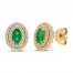 Emerald Earrings 1/3 ct tw Diamonds 10K Yellow Gold