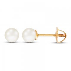 Children's Cultured Pearl Earrings 14K Yellow Gold