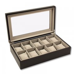 Black Wood Watch Box w/ Glass Top