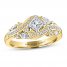 Adrianna Papell Diamond Engagement Ring 7/8 ct tw Princess/Marquise/Round 14K Yellow Gold