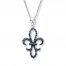 Fleur-de-lis Necklace 1/4 ct tw Black Diamonds Sterling Silver