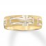 Cross Wedding Band 10K Yellow Gold