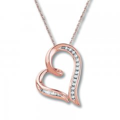 Heart Necklace 1/10 ct tw Diamonds 10K Rose Gold