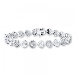 Diamond Heart Bracelet Sterling Silver