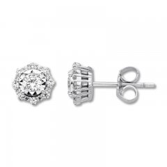 Diamond Earrings 1/2 ct tw Round-cut 10K White Gold