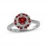 Garnet & Diamond Ring 1/6 ct tw 10K White Gold