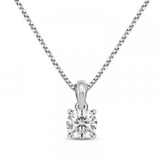 GSI Solitaire Diamond Necklace 1/4 ct tw Round-cut 14K White Gold 18"