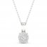 Diamond Halo Necklace 1/10 ct tw Round-Cut 10K White Gold 18"