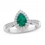 Lab-Created Emerald & White Lab-Created Sapphire Ring Sterling Silver