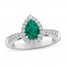 Lab-Created Emerald & White Lab-Created Sapphire Ring Sterling Silver