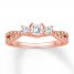 Diamond Engagement Ring 1/2 ct tw Princess/Round 14K Rose Gold