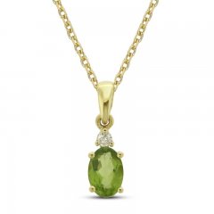 Peridot and Diamond Accent Necklace 10K Yellow Gold