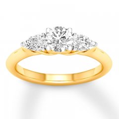 Three-Stone Diamond Engagement Ring 7/8 ct tw 14K Yellow Gold