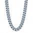 Men's Curb Chain Necklace Stainless Steel/Blue Ion-Plating 24"