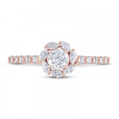 Adrianna Papell Diamond Engagement Ring 5/8 ct tw Round/Marquise 14K Rose Gold