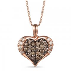 Le Vian Diamond Heart Necklace 3/8 ct tw 14K Strawberry Gold