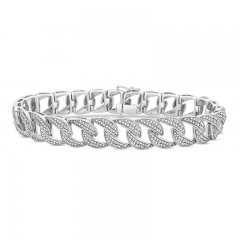 Men's Diamond Bracelet 1 ct tw Sterling Silver 8.5"