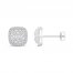 Cushion-Shaped Diamond Stud Earrings 1/2 ct tw Baguette/Round-Cut 10K White Gold