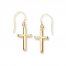 Cross Earrings 14K Yellow Gold